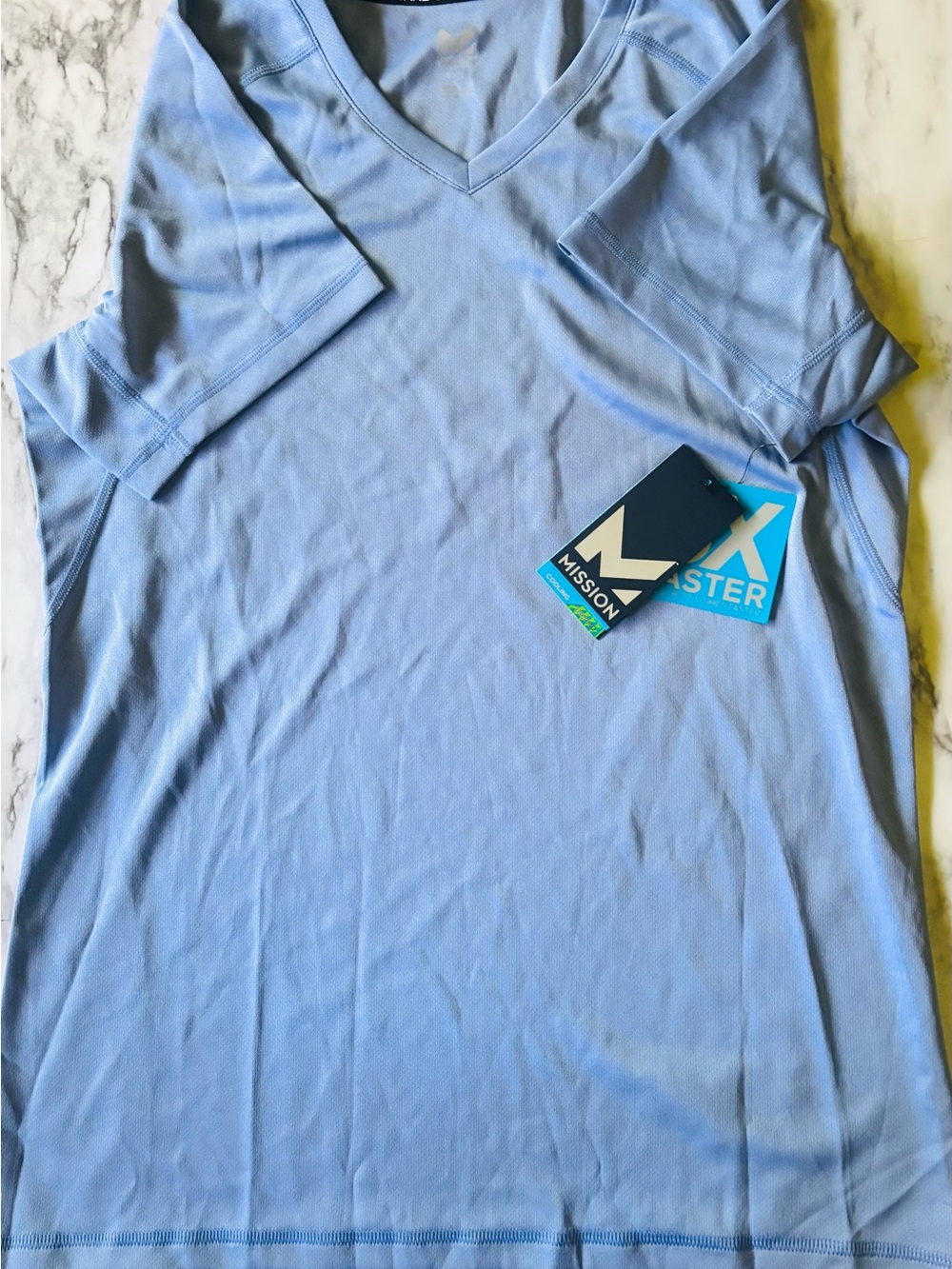 Mission Performance Sky Blue V-Neck Short Sleeve Tee